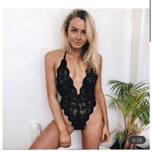 NWT Black Lace Sheer Bodysuit
